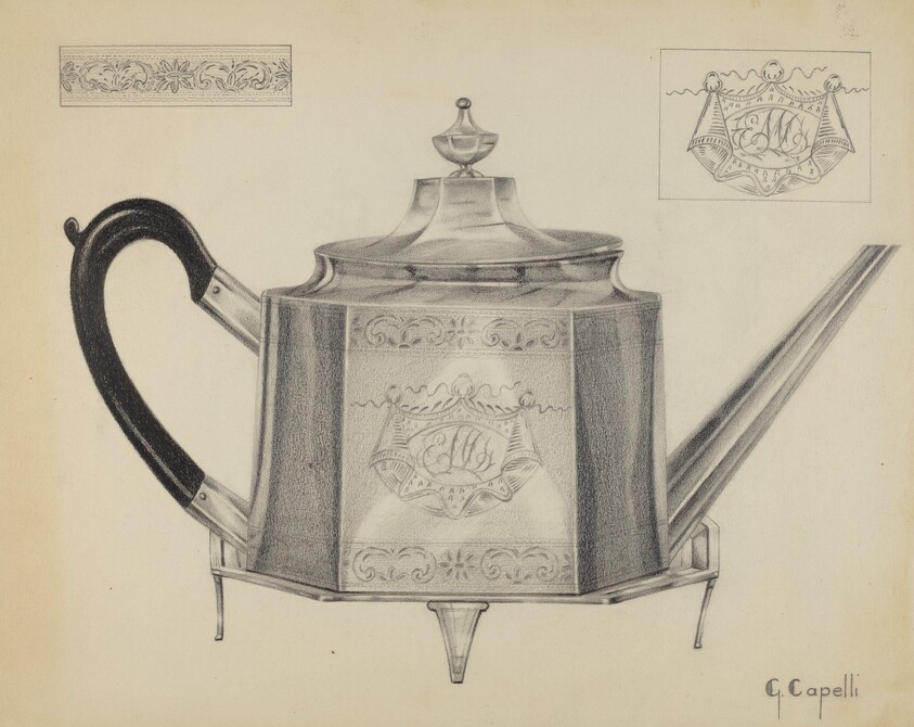 Silver Teapot with Tray