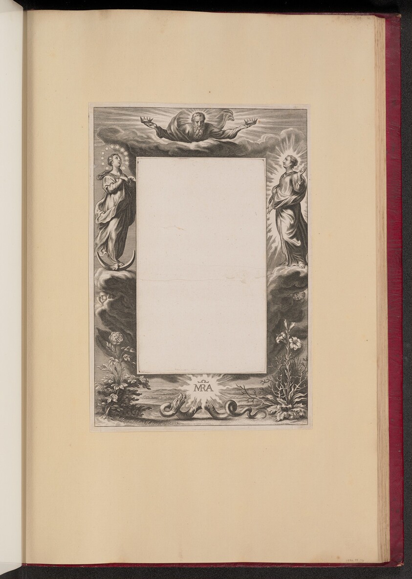 Border Illustration with God the Father, Two Saints, and a Serpent