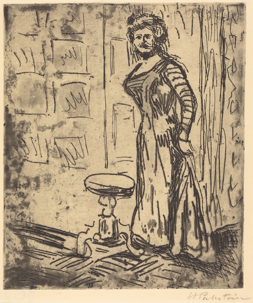 Woman Standing by a Door