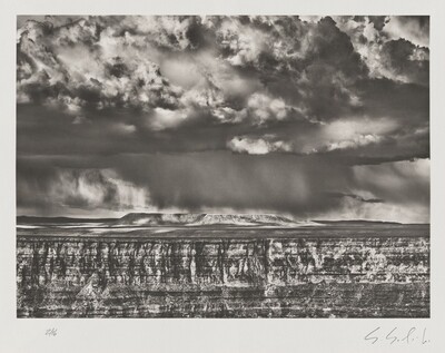 The Grand Canyon viewed from National Forest, Arizona. The big mesa visible on the far side of the canyon is in Navajo territory. This photograph was taken during a localized snowstorm. USA., Sebastião Salgado, 2010