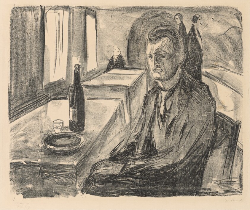 Self-Portrait with a Bottle of Wine (Selvportrett ved vinen)