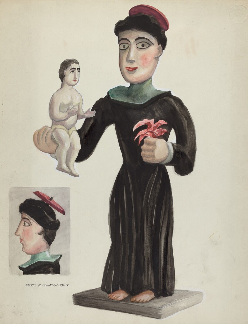 Carved and Painted Wooden Santo (St. Anthony)