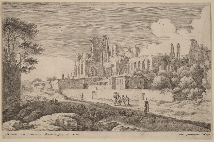 Landscape with Ruins and a Woman with a Parasol