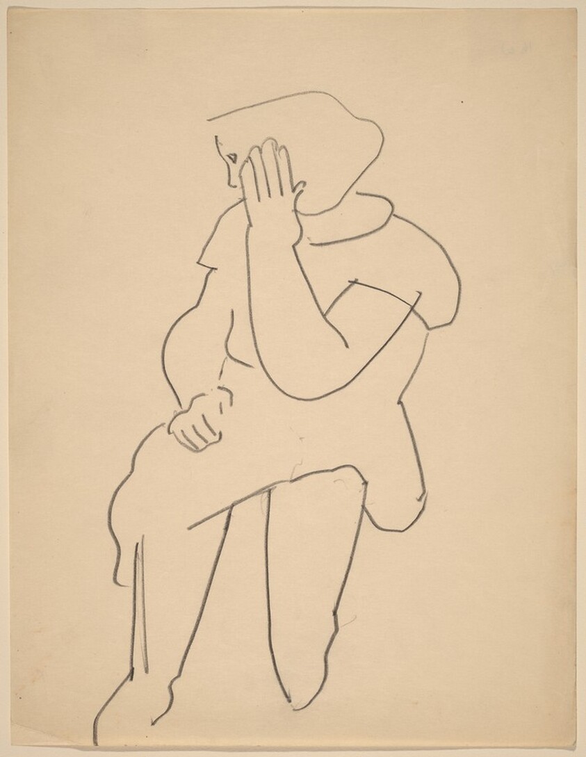 Seated Woman, Head Turned to the Left, Hand Raised to Cheek