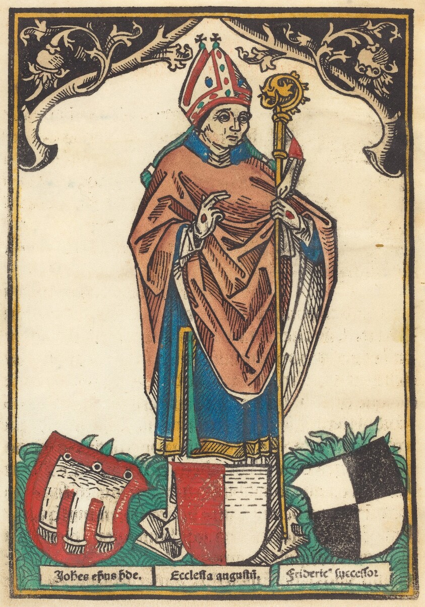 Bishop of Augsburg with Three Coats of Arms