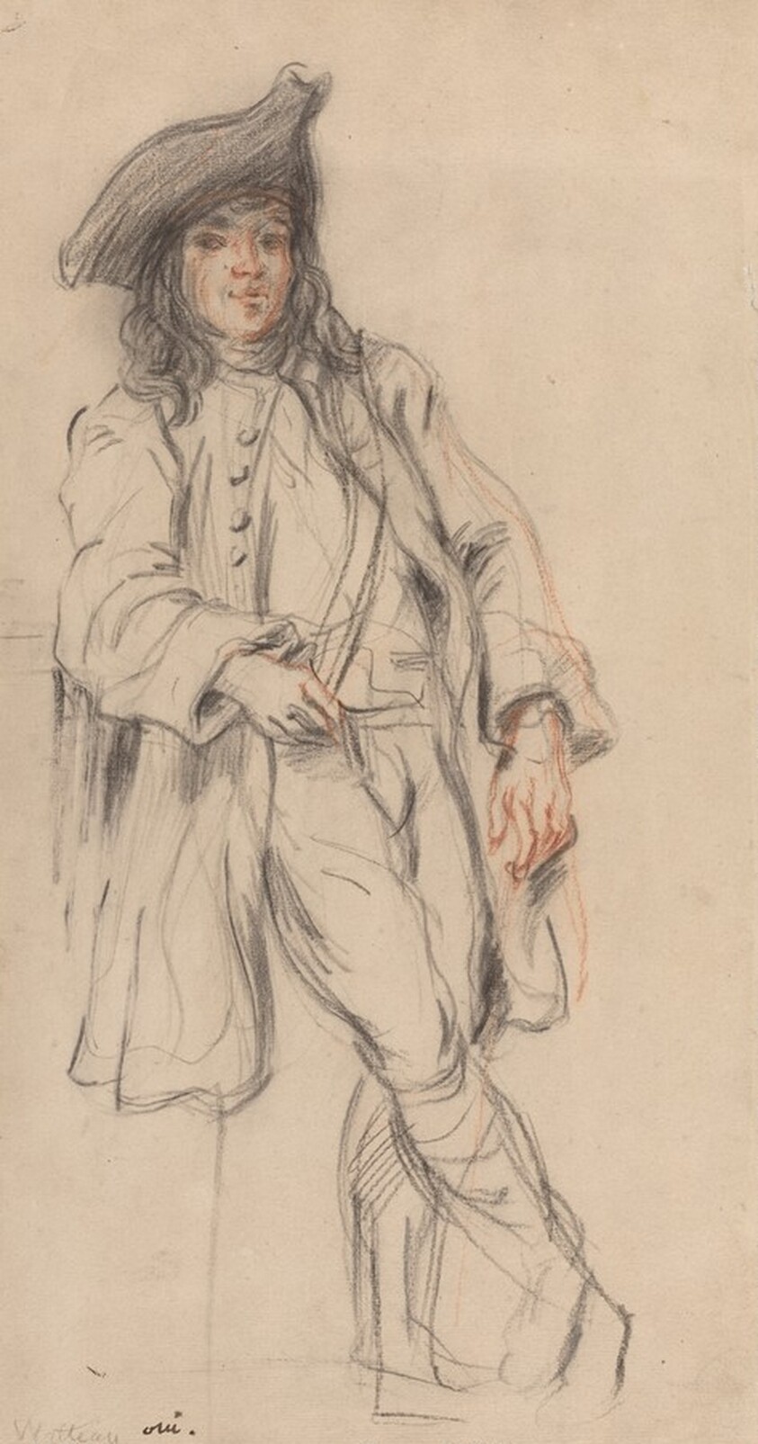 Standing Young Man Leaning on a Plinth