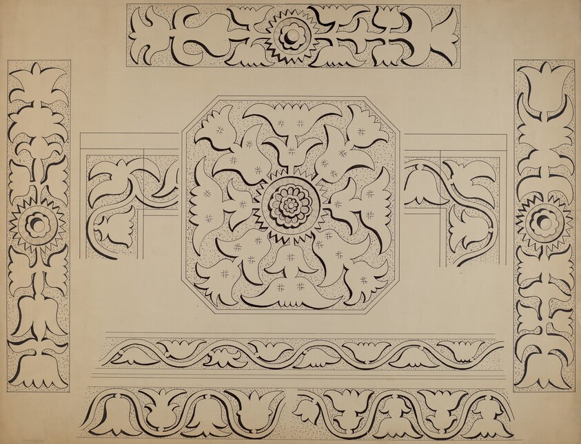 Connecticut-type Hadley Chest-Detail of Central Panel