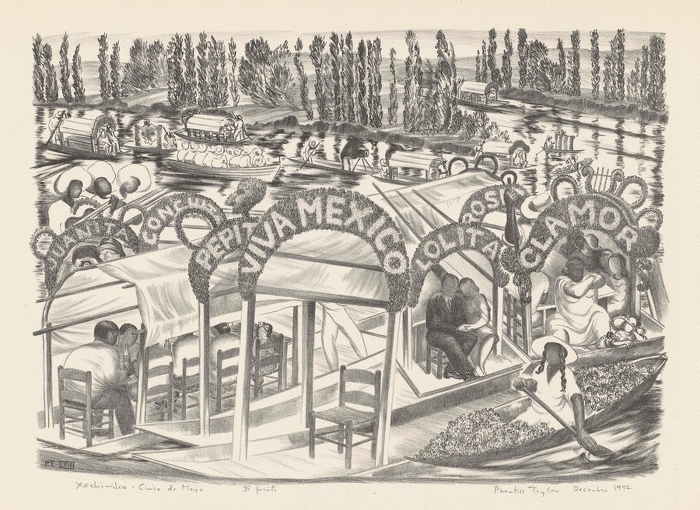 Xochimilco—Cinco de Mayo, Prentiss Taylor, 1942