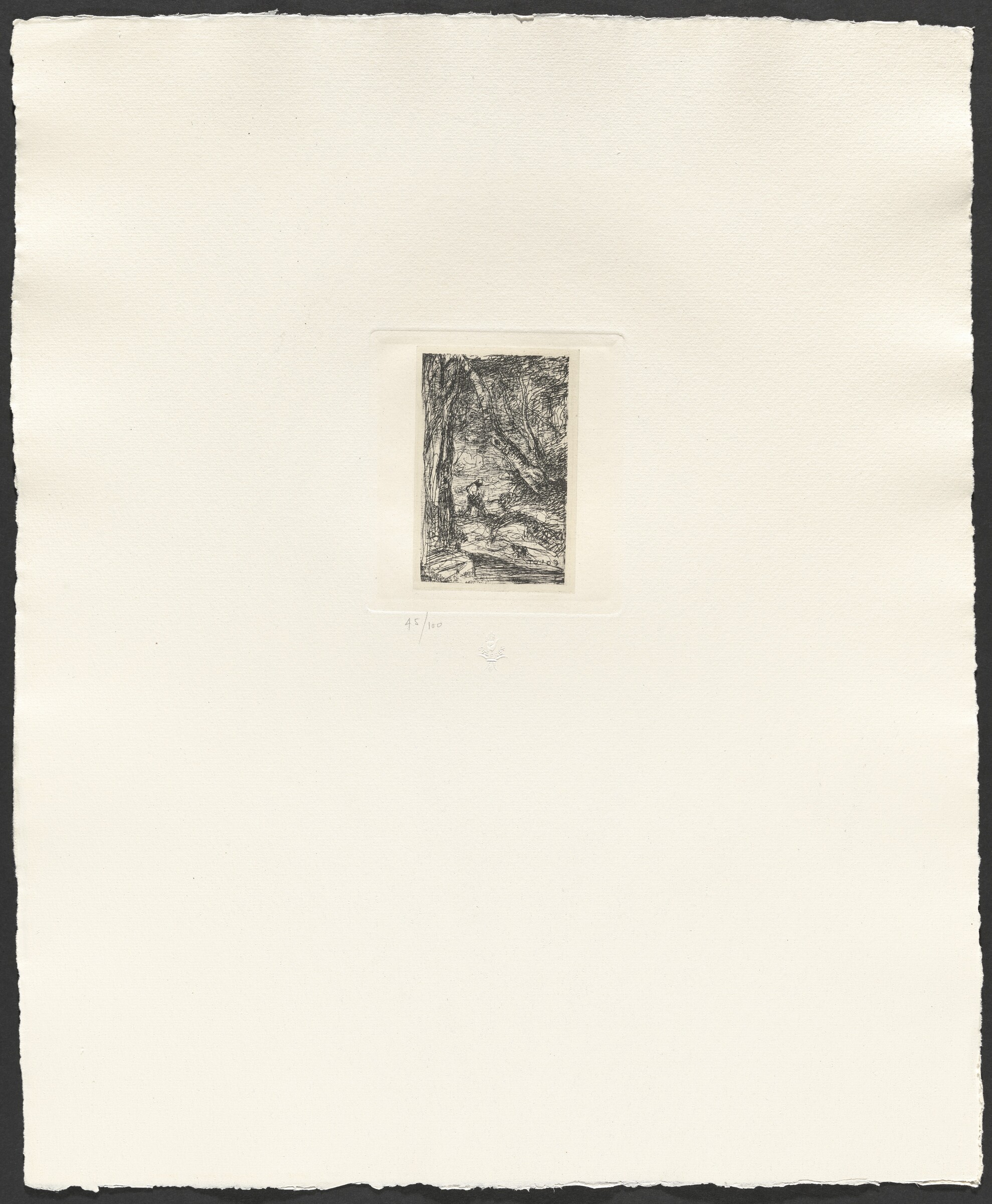 Planche XI – Le Bûcheron (Plate XI – The Woodcutter), Charles Nègre, Jean-Baptiste-Camille Corot, André Jammes, c. 1857, printed 1982