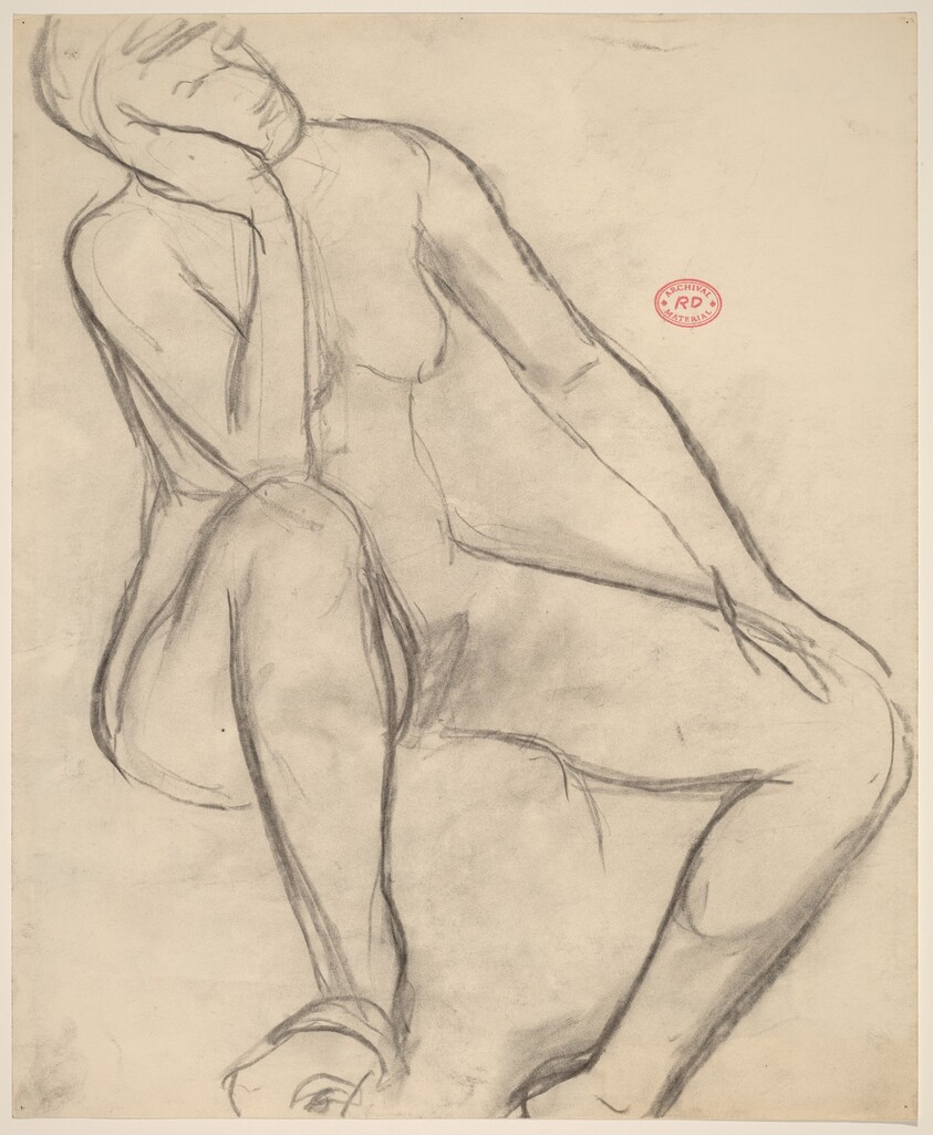 Untitled [seated female nude leaning her head on her right hand]