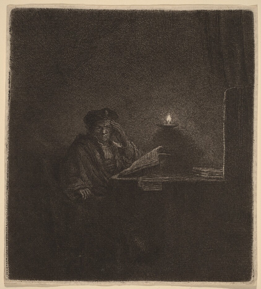 Student at a Table by Candlelight