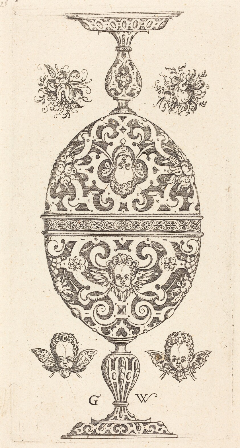 Two small goblets superimposed in reverse