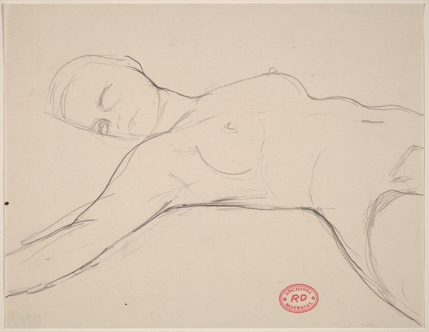 Untitled [reclining female nude with right arm outstretched]