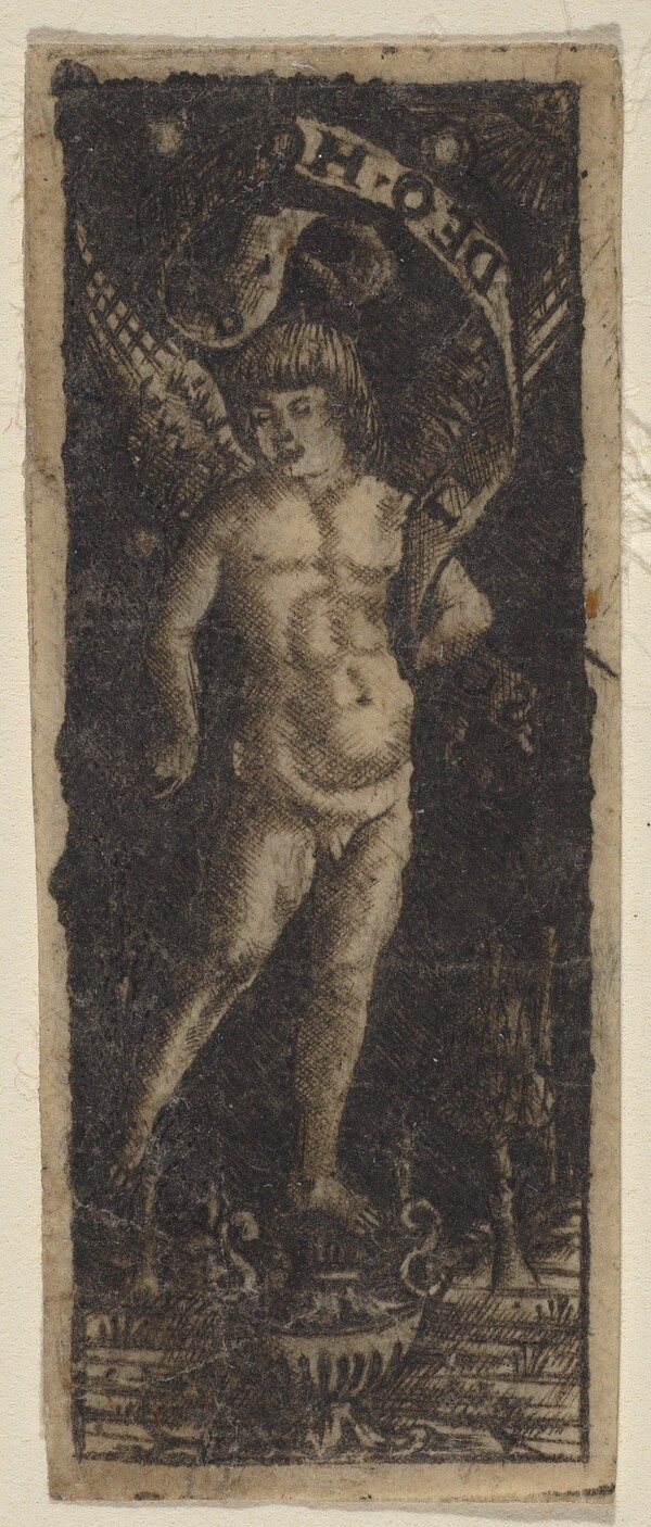 Cherub on a Vase with Inscription: "SOLI DEO HONOR"