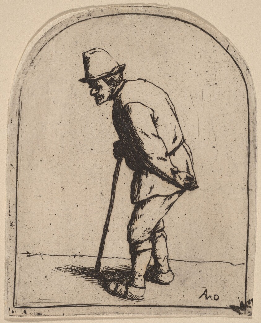 Peasant with a Crooked Back Leaning on a Stick