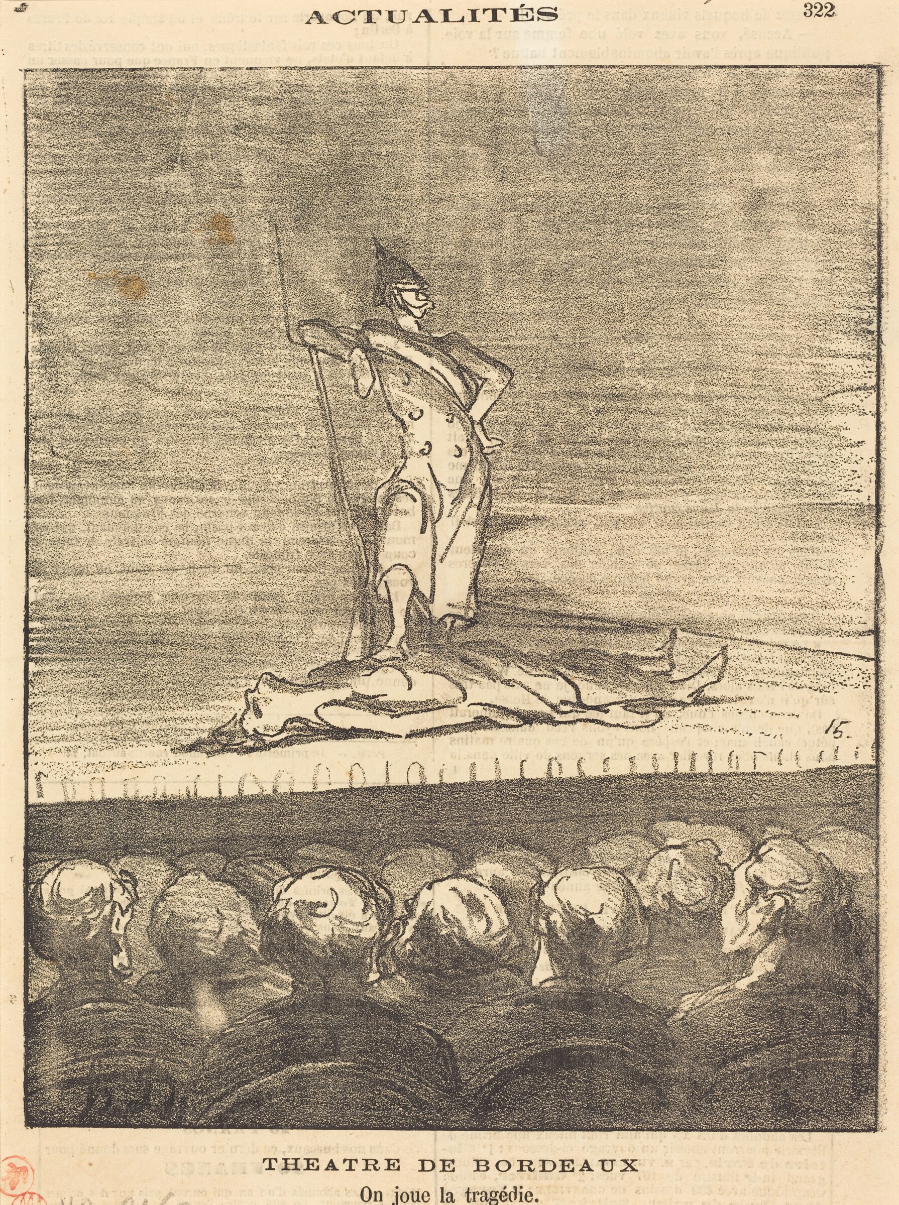 Théâtre de Bordeaux - on joue la tragédie, Honoré Daumier, 1871