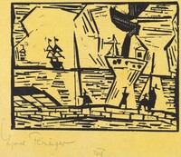 On the Quai (Auf der Quaimauer), Lyonel Feininger, 1921