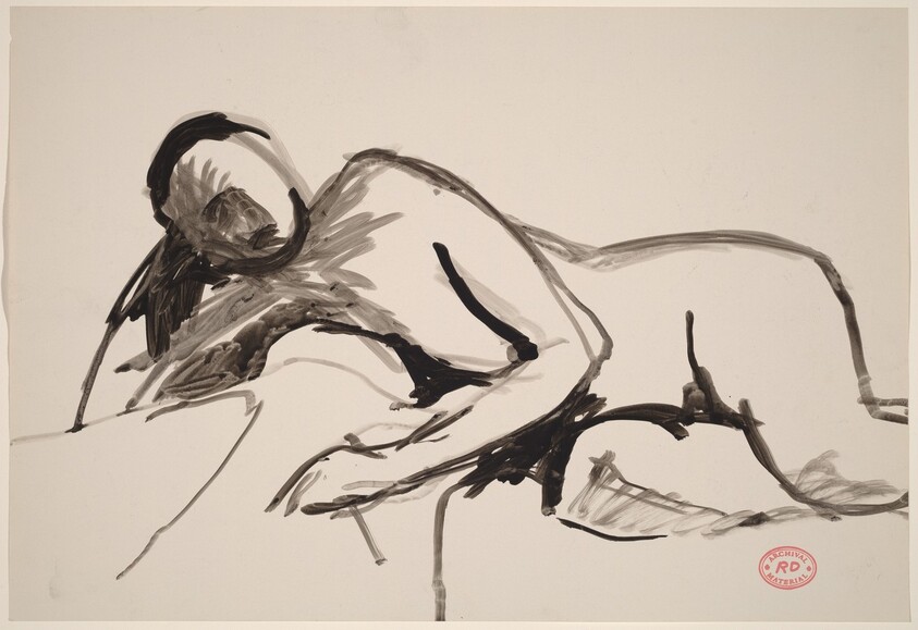 Untitled [reclining nude resting on right arm]