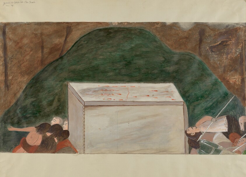 Station of the Cross No. 14: "Jesus is Laid in His Tomb"