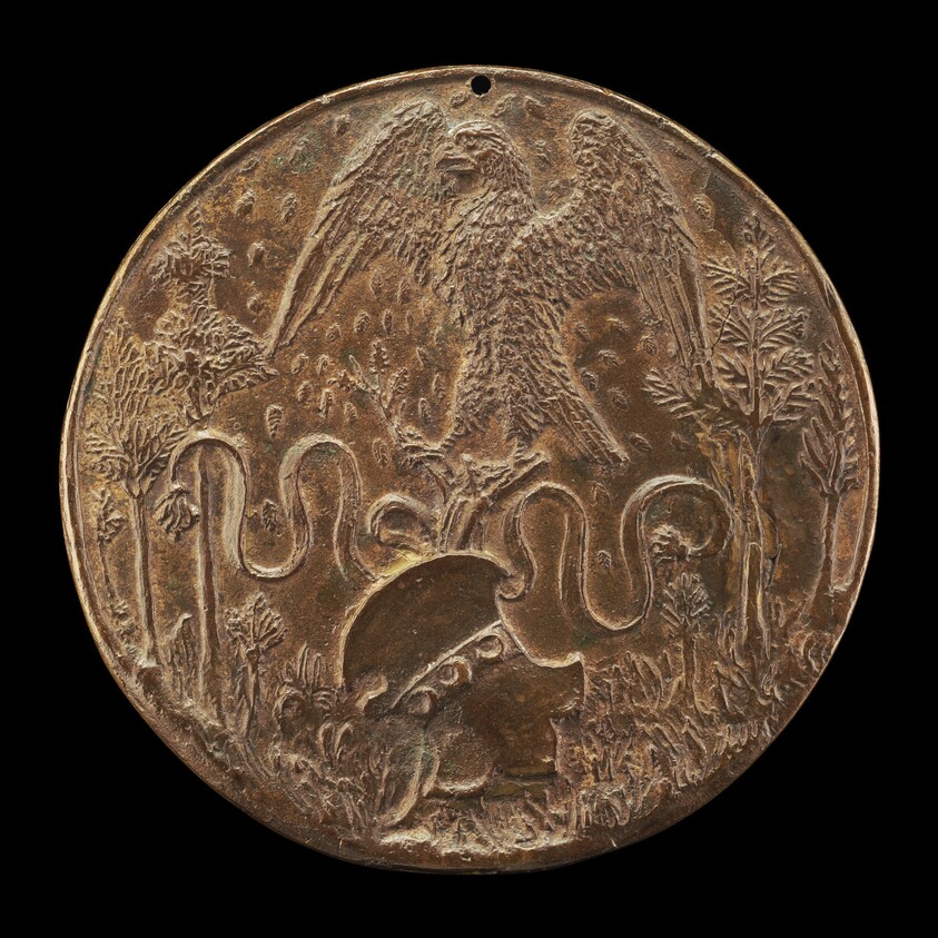 Falcon and Strozzi Shield in a Meadow [reverse]
