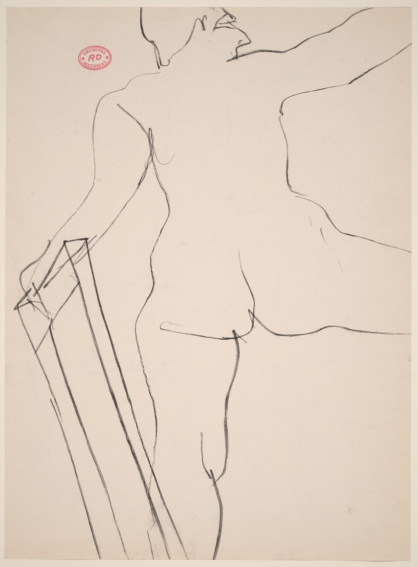 Untitled [model posing with left hand on frame] [recto]