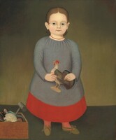 Girl with Toy Rooster, American 19th Century, c. 1840