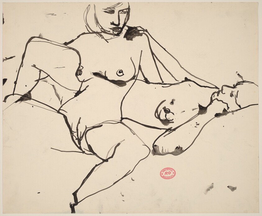 Untitled [seated female nude intertwined with a reclining nude]