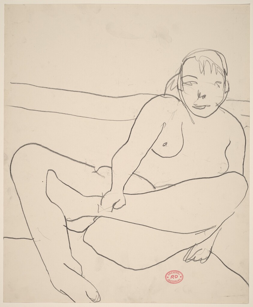 Untitled [female nude leaning back and grasping ankle]