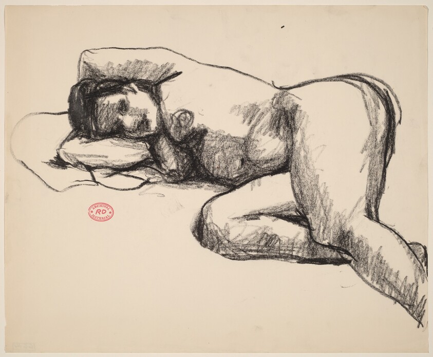 Untitled [nude lying on her right side with arms behind head]