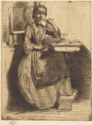 “Gretchen at Heidelberg”. The image shows a portrait of a seated woman.
