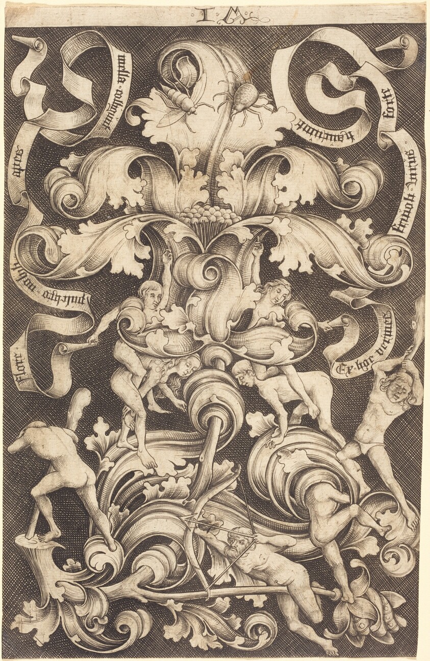 Ornament with Flower and Eight Wild Folk