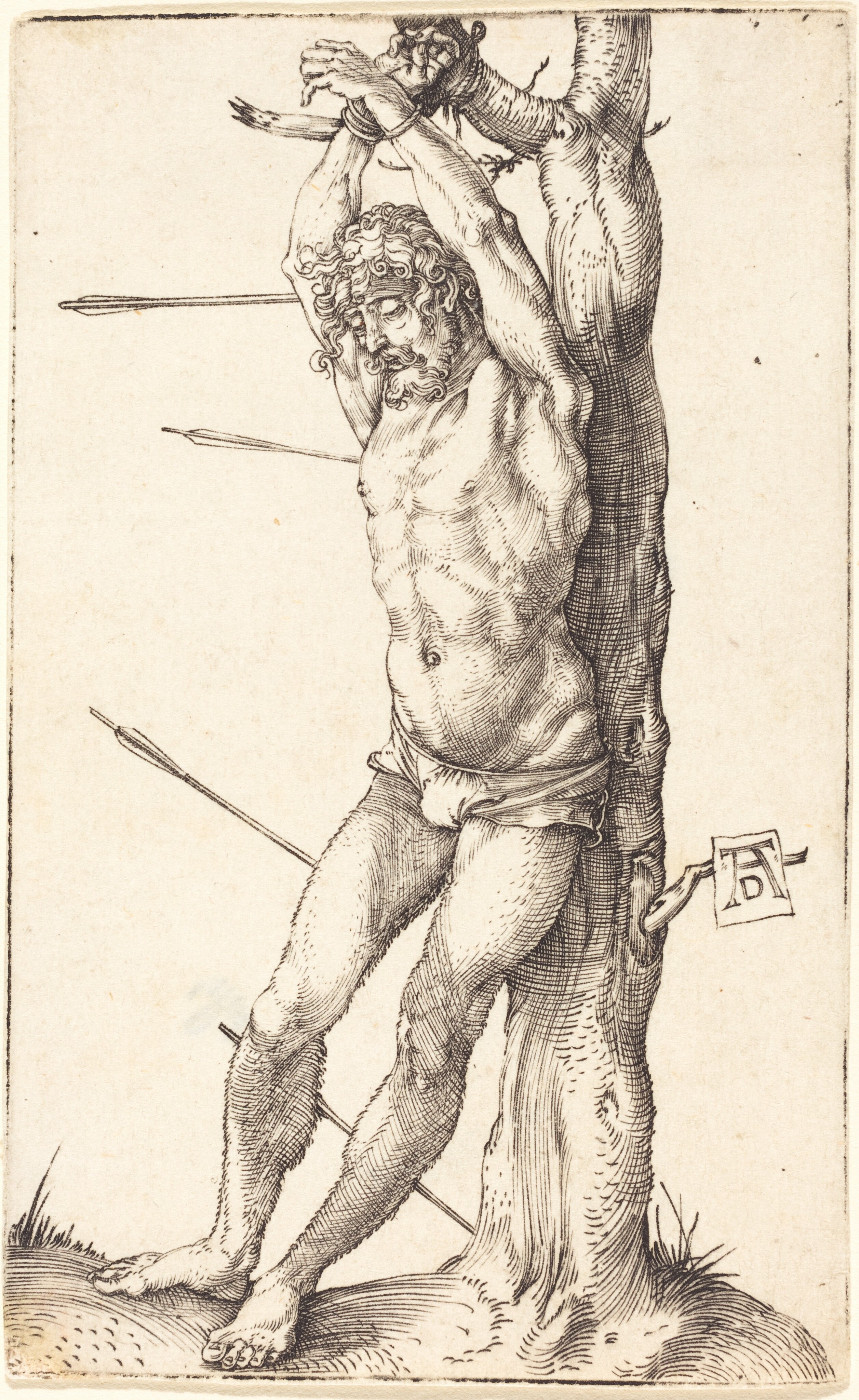 版画 sebastian Saint Sebastian Bound to the Tree by Albrecht Dürer