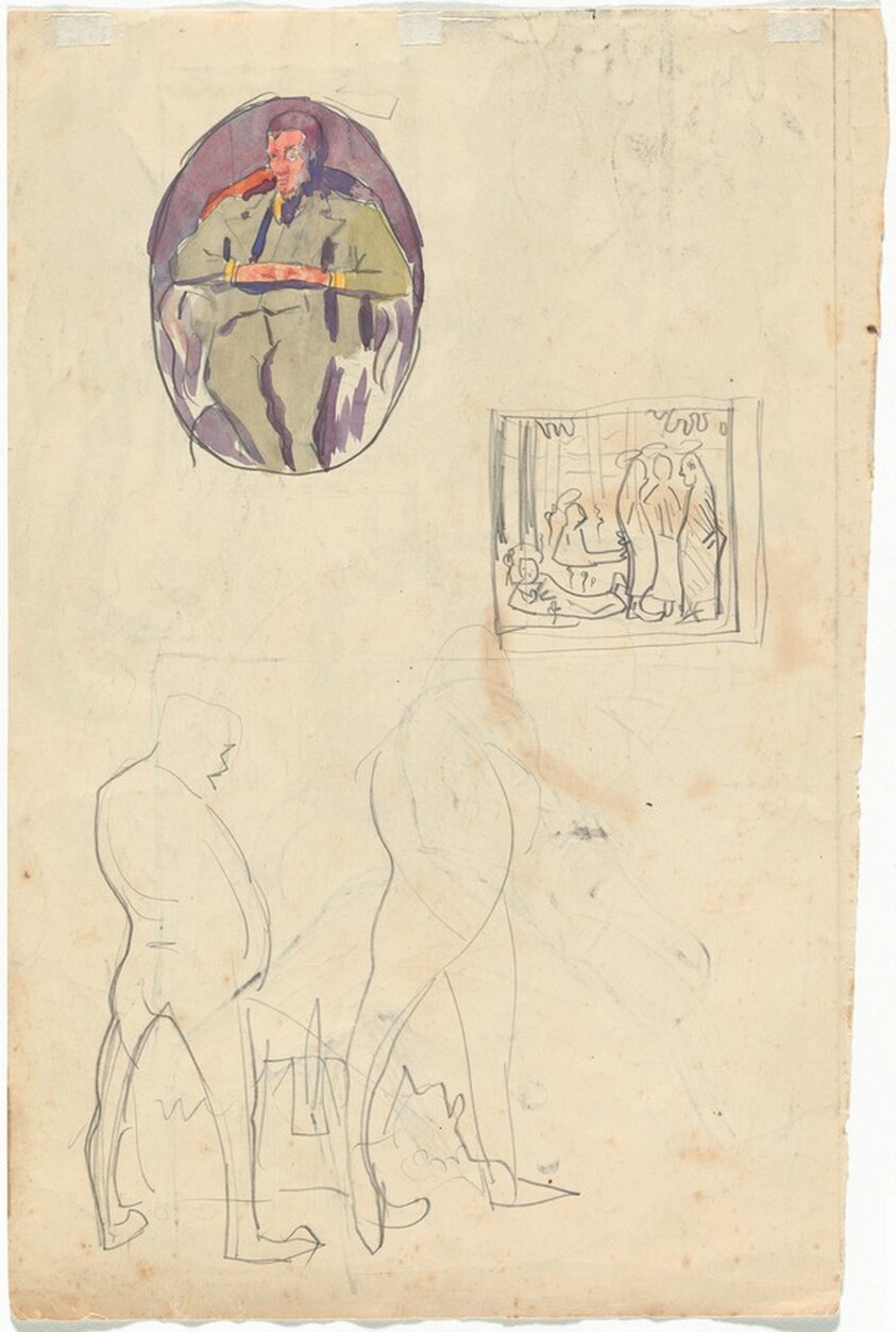 Studies of Men and a Religious Scene (verso)