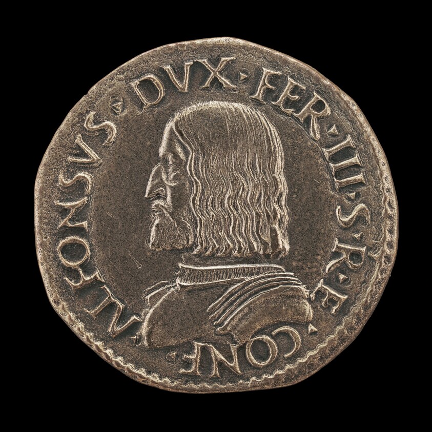 Alfonso I d'Este, 1476-1534, 3rd Duke of Ferrara, Modena and Reggio 1505 [obverse]