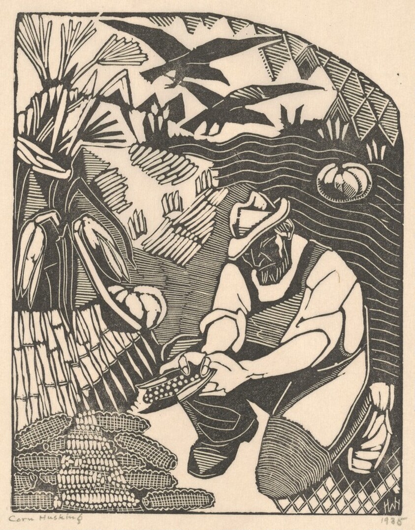 Corn Husking (right panel)