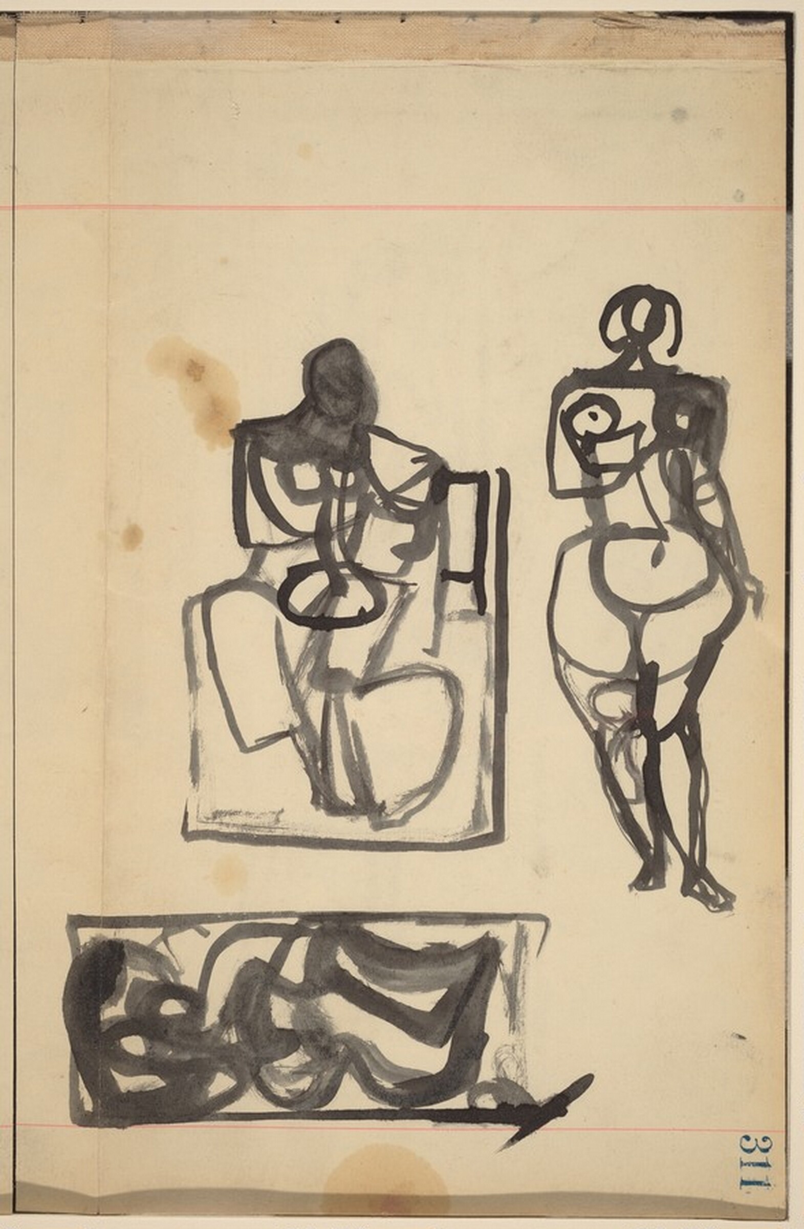 Three Figure Studies [recto], Franz Kline, 1945/1948