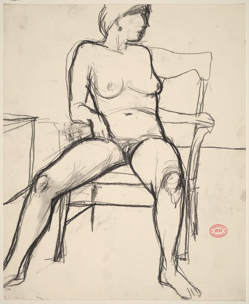 Untitled [nude seated in an armchair turning to her left]