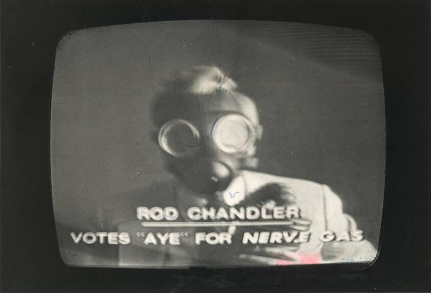 Title from caption on object: “Bob Lamson's Ad Photographed on a Television Screen”