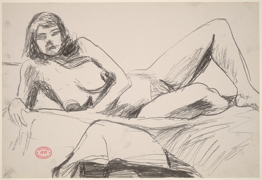 Untitled [female nude resting on a bed]