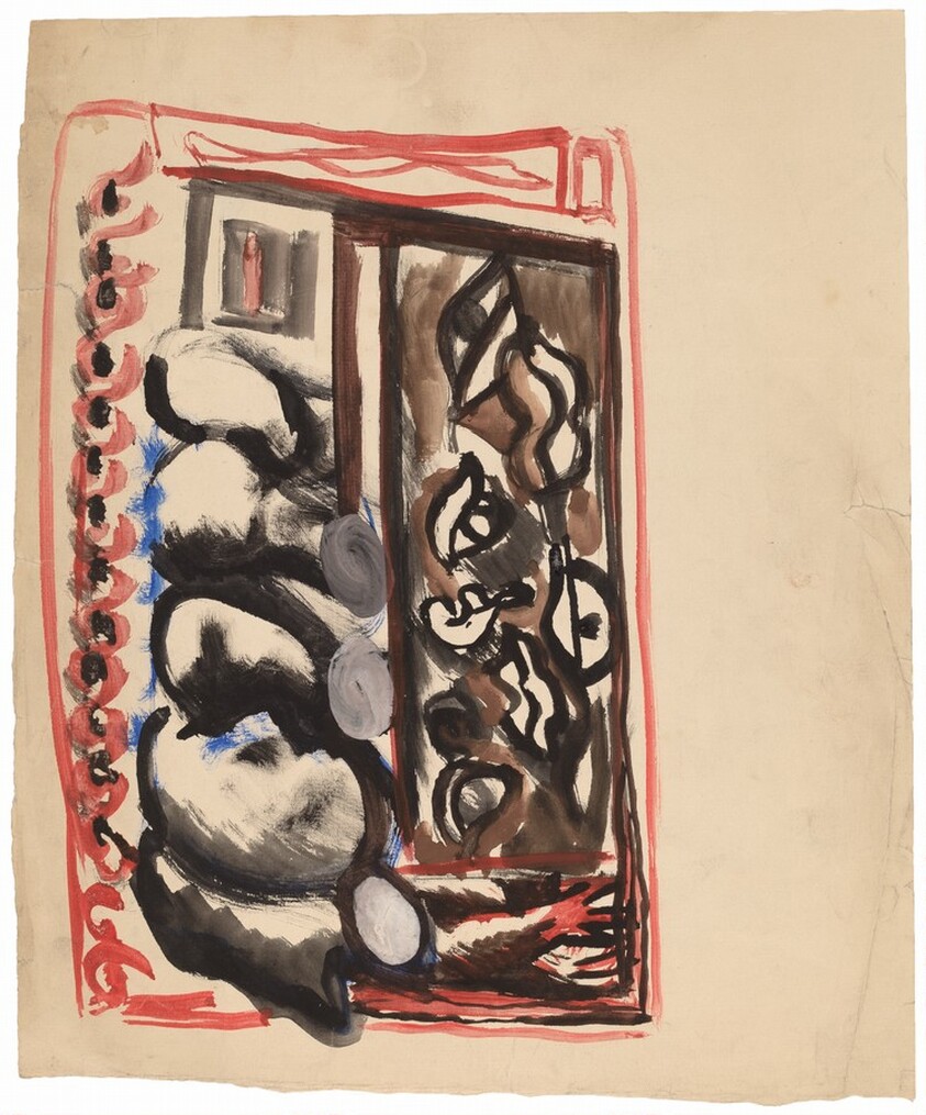 Abstract Composition in Black, Gray, and Blue