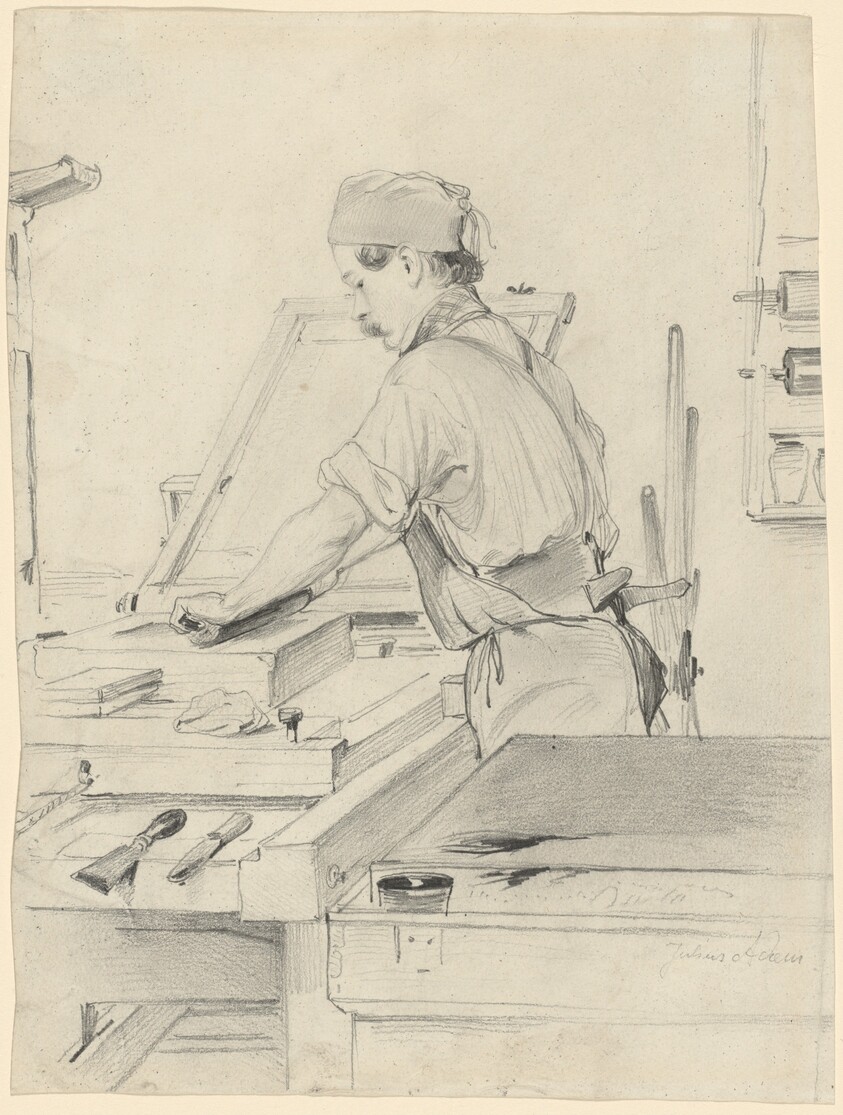 Self-Portrait Working at a Lithographic Press