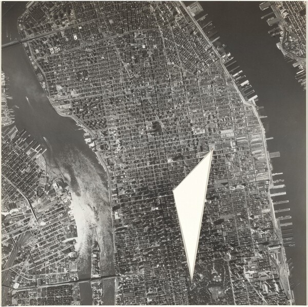 A Photo of Central Manhattan with the Area between the Central Park Zoo, the Main Library Branch, and the Central Post Office Cut Out