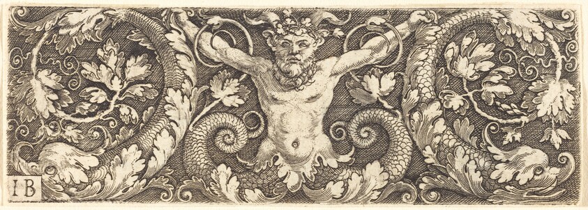 Ornament with Fantastic Satyr and Dolphins