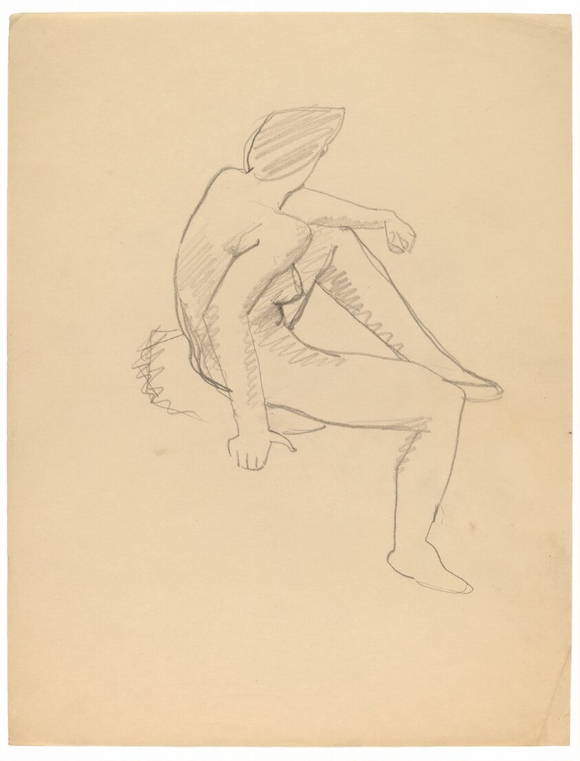 Seated Female Nude Facing Right, Head Turned Left