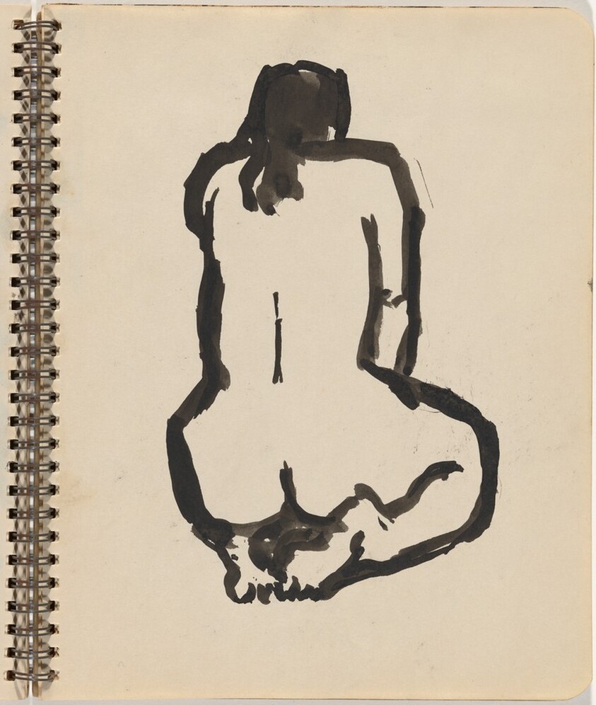 Kneeling Female Nude Seen from the Back