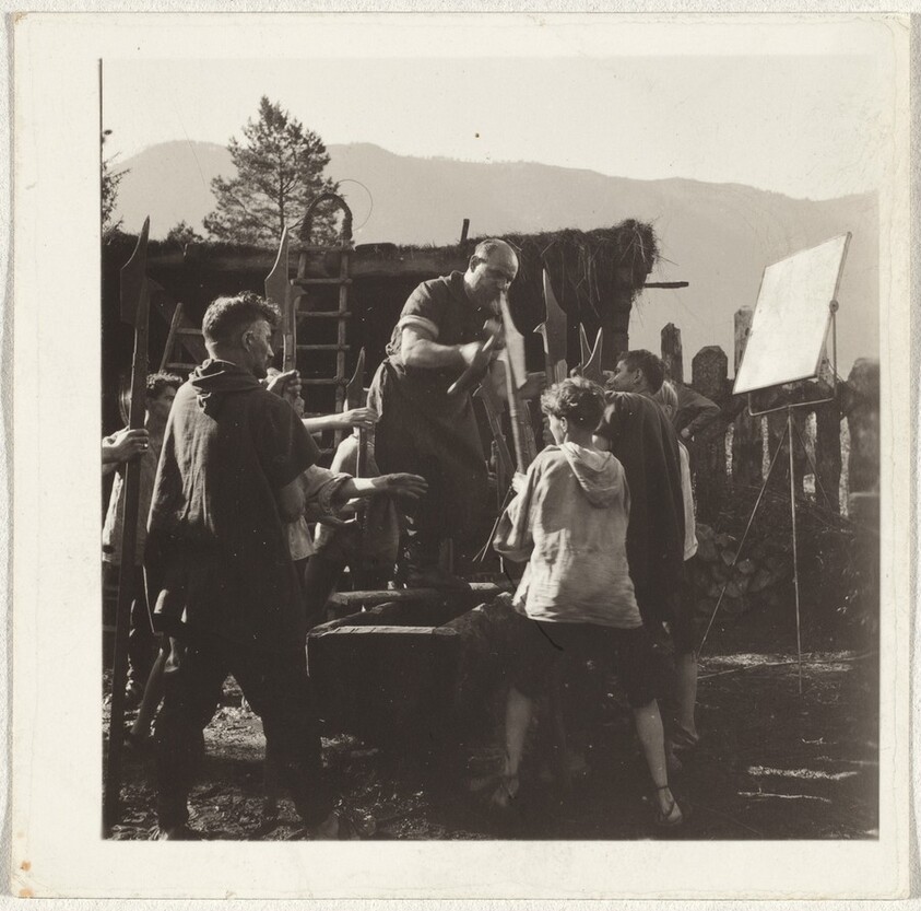 Actor on cart--Filming "Landammann Stauffacher"