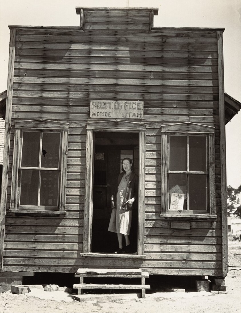Post office and postmistress, Widtsoe, Utah