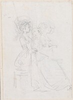 Two Seated Women with Male Figure between Them [verso], Hubert Robert, probably c. 1754/1765
