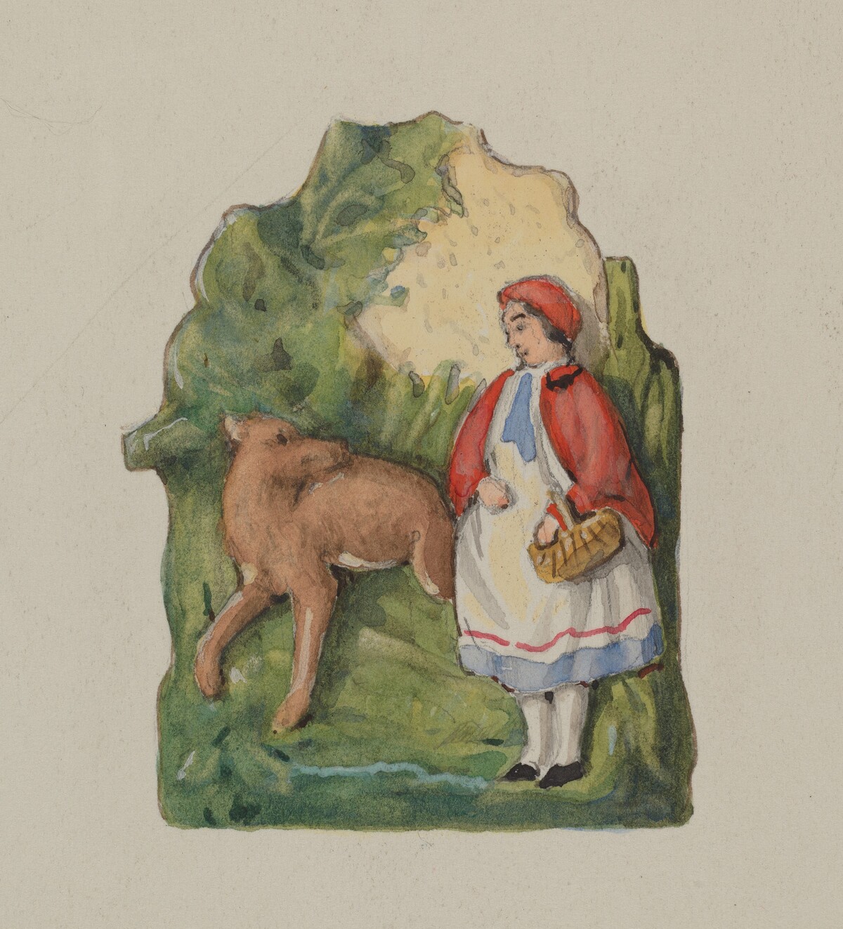 Pottery Ornament of Little Red Riding Hood