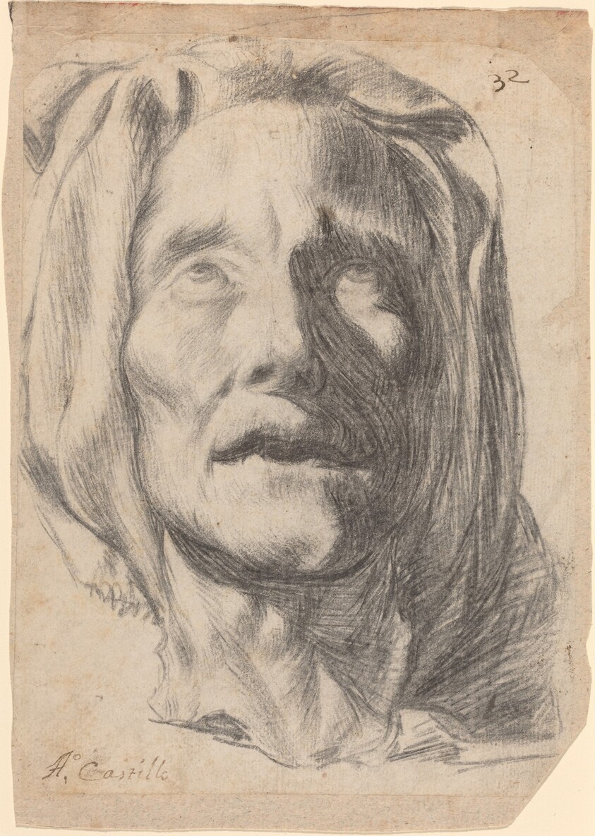 Head of an Elderly Woman with Upturned Eyes